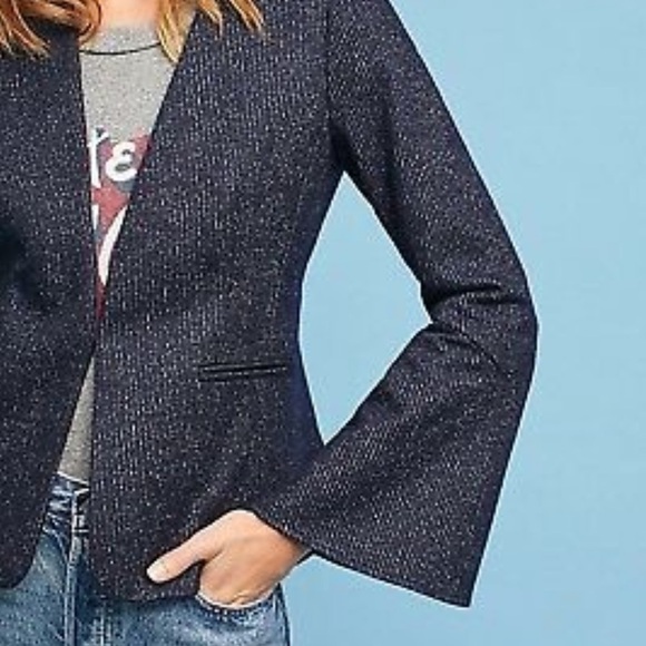 𝅺ANTHROPOLOGIE Cartonnier Navy striped blazer - Picture 2 of 10